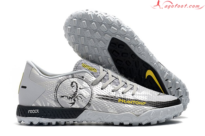 Nike Chaussures de Foot React Phantom GT Pro TF Argent