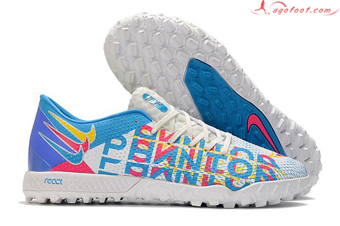 Nike Chaussures de Foot React Phantom GT Pro TF Jaune/Rose/Bleu