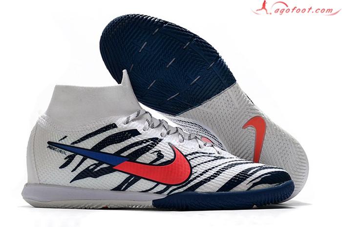 Nike Chaussures de Foot Mercurial Superfly 7 Elite MDS IC Blanc/Bleu