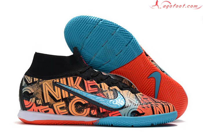Nike Chaussures de Foot Mercurial Superfly 7 Elite MDS IC Orange/Bleu