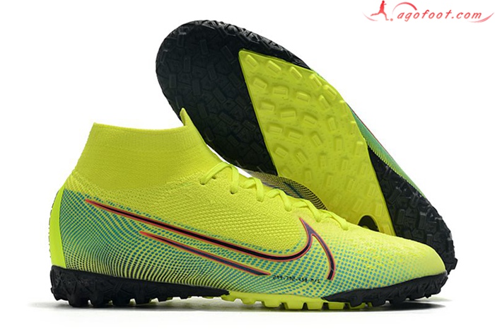 Nike Chaussures de Foot Mercurial Superfly 7 Elite MDS TF Jaune/Vert
