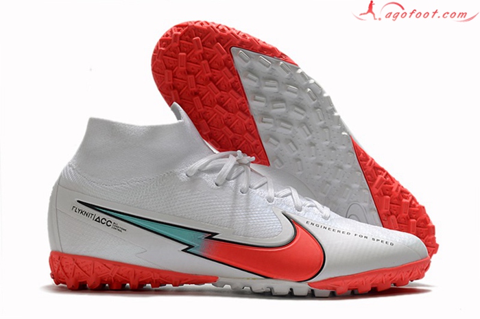 Nike Chaussures de Foot Mercurial Superfly 7 Elite MDS TF Blanc