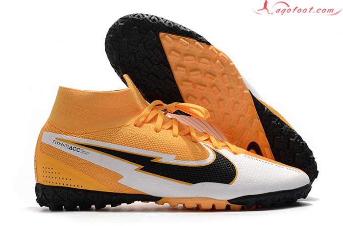 Nike Chaussures de Foot Mercurial Superfly 7 Elite MDS TF Orange/Blanc