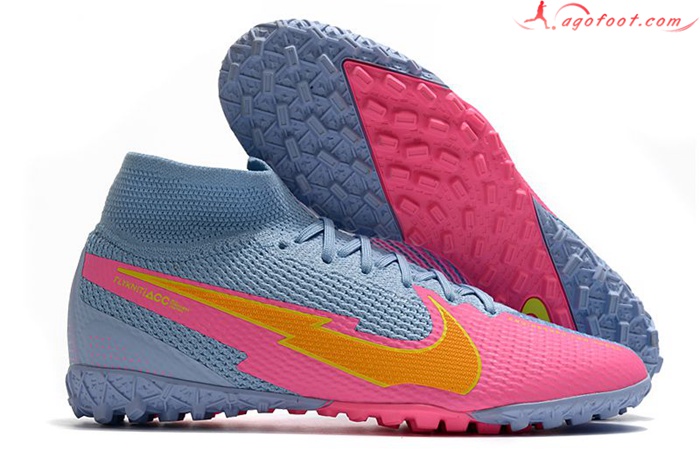 Nike Chaussures de Foot Mercurial Superfly 7 Elite MDS TF Rose/Bleu