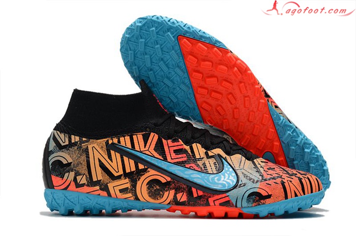 Nike Chaussures de Foot Mercurial Superfly 7 Elite MDS TF Orange/Bleu