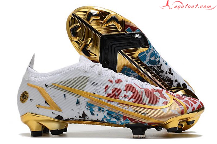 Nike Chaussures de Foot Mercurial Vapor XIV Elite FG Blanc/Rouge/Bleu
