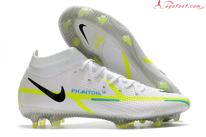 Nike Chaussures de Foot Phantom GT2 Dynamic Fit Elite FG Blanc/Vert