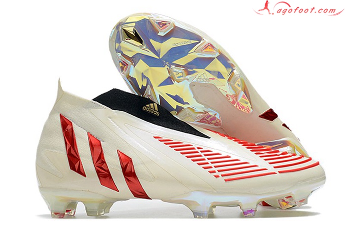 Adidas Chaussures de Foot Predator Edge+ FG Blanc/Rouge