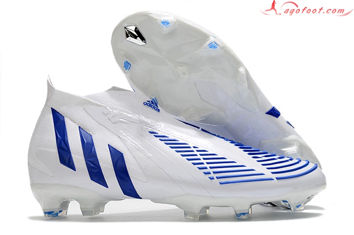 Adidas Chaussures de Foot Predator Edge+ FG Blanc/Bleu