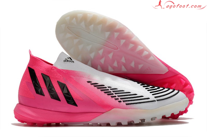 Adidas Chaussures de Foot Predator Edge1 TF Blanc/Rose