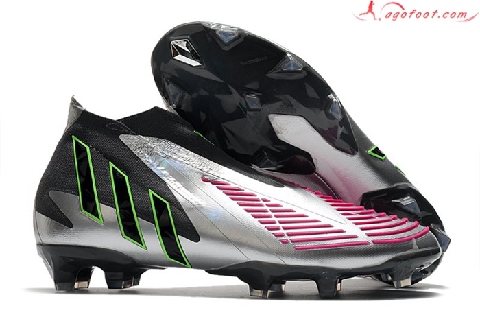 Adidas Chaussures de Foot Predator Edge+ FG Argent/Noir