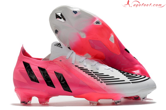 Adidas Chaussures de Foot Predator Edge.1 Low FG Blanc/rose