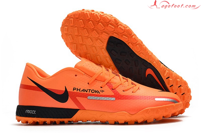 Nike Chaussures de Foot React Phantom GT2 Pro TF Orange