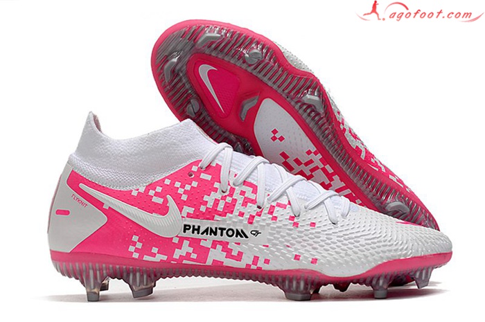 Nike Chaussures de Foot Phantom GT Elite Dynamic Fit FG Blanc/Rose