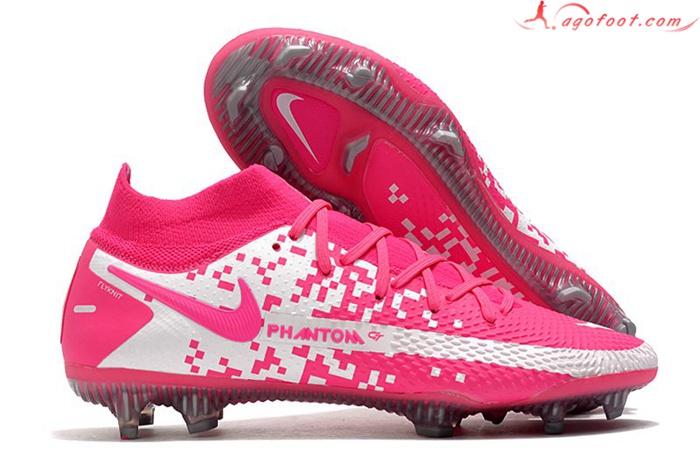 Nike Chaussures de Foot Phantom GT Elite Dynamic Fit FG Rose/Blanc