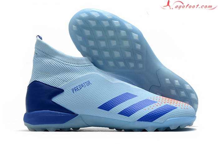 Adidas Chaussures de Foot Predator 20.3 Laceless TF Bleu Clair