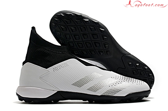 Adidas Chaussures de Foot Predator 20.3 Laceless TF Blanc/Noir