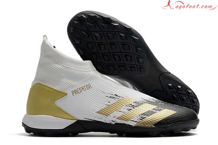 Adidas Chaussures de Foot Predator 20.3 Laceless TF Blanc/Noir