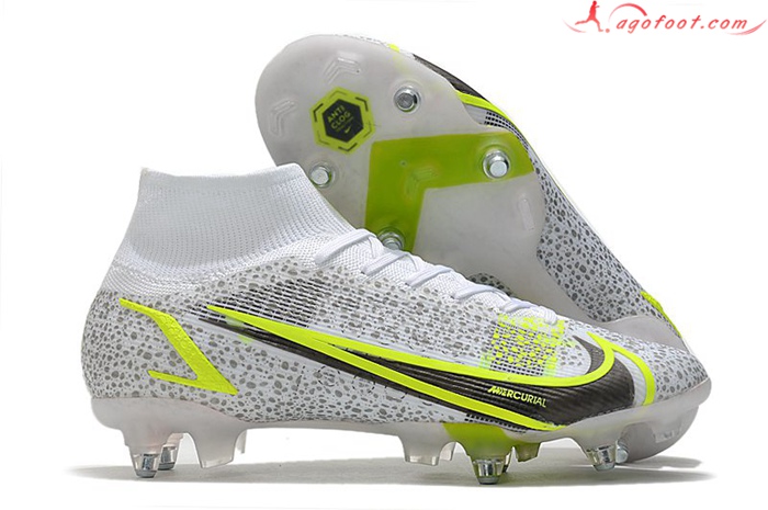 Nike Chaussures de Foot Mercurial Superfly VIII Elite SG PRO Anti Clog Blanc