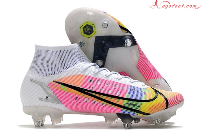 Nike Chaussures de Foot Mercurial Superfly VIII Elite SG PRO Anti Clog Blanc