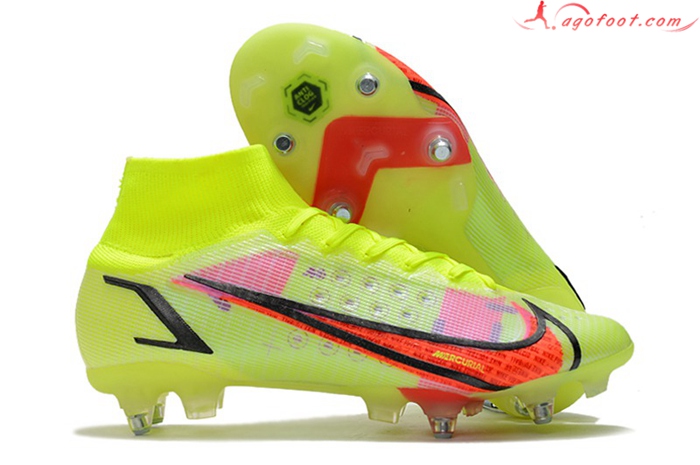 Nike Chaussures de Foot Mercurial Superfly VIII Elite SG PRO Anti Clog Jaune