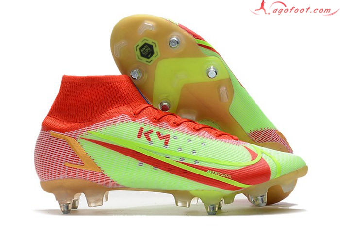 Nike Chaussures de Foot Mercurial Superfly VIII Elite SG PRO Anti Clog Rouge/Vert