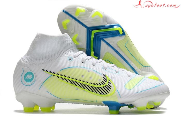 Nike Chaussures de Foot Mercurial Superfly 8 Elite FG Blanc/Vert