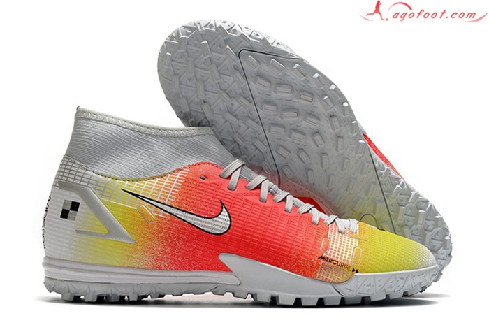 Nike Chaussures de Foot Superfly 8 Academy TF Gris/Rouge