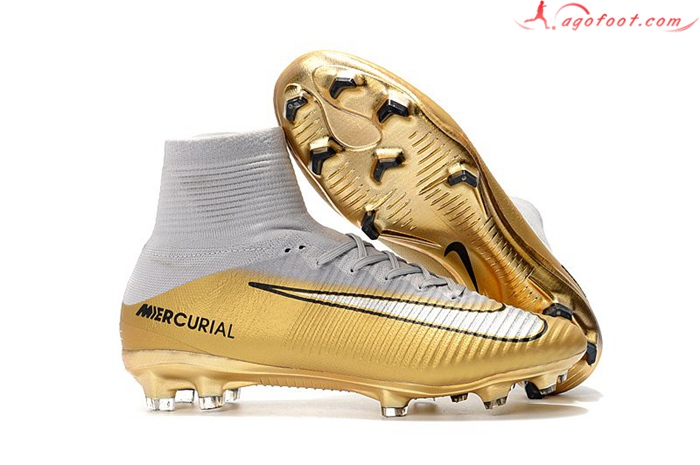 Nike Chaussures de Foot Mercurial Superfly CR7 Quinto Triunfo FG Doré