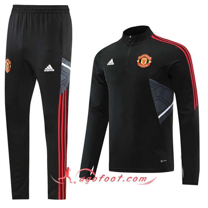 Ensemble Survetement de Foot Manchester United Noir/Gris 2022/2023