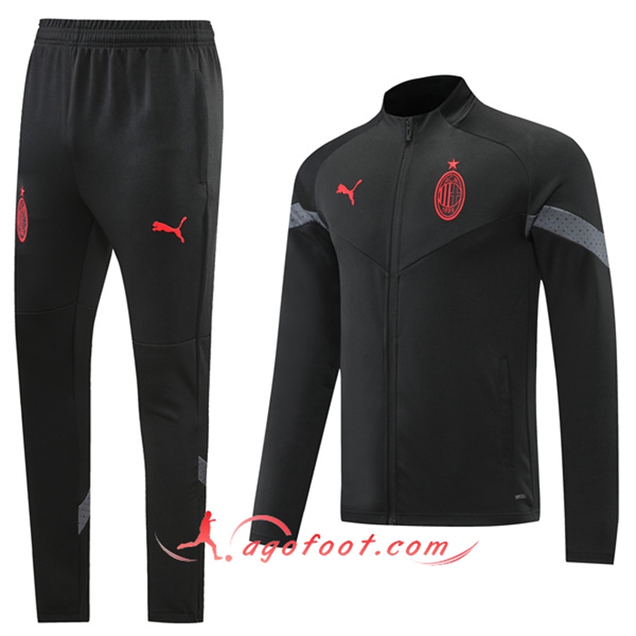 Ensemble Survetement de Foot - Veste Milan AC Noir 2022/2023