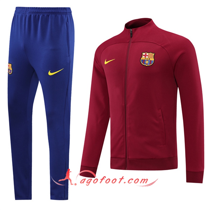 Ensemble Survetement de Foot - Veste FC Barcelone Rouge Fonce 2022/2023