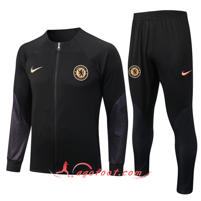 Ensemble Survetement de Foot - Veste FC Chelsea Noir 2022/2023