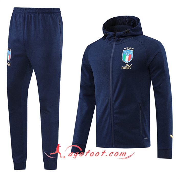 Ensemble Veste A Capuche Survetement Foot Italie Bleu Marin 2022/2023