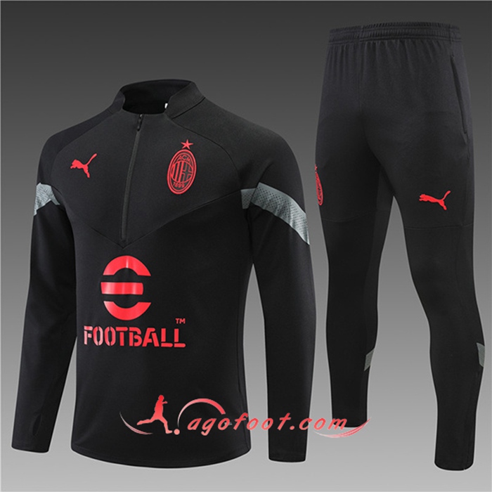 Ensemble Survetement de Foot Milan AC Enfant Noir 2022/2023