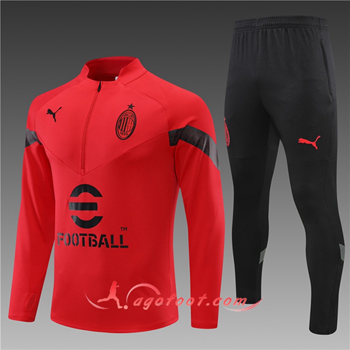Ensemble Survetement de Foot Milan AC Enfant Rouge 2022/2023