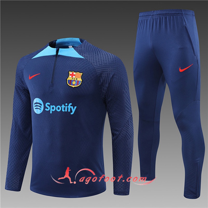 Ensemble Survetement de Foot FC Barcelone Enfant Bleu 2022/2023