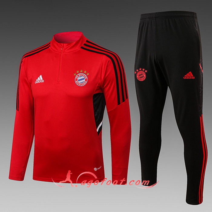 Ensemble Survetement de Foot Bayern Munich Enfant Rouge 2022/2023