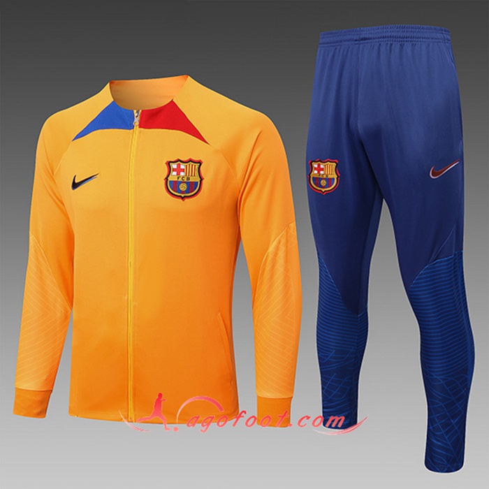 Ensemble Survetement de Foot - Veste FC Barcelone Enfant Jaune 2022/2023