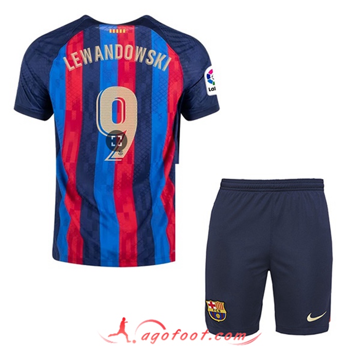 Maillot de Foot FC Barcelone (LEWANDOWSKI #9) Enfant Domicile 2022/2023