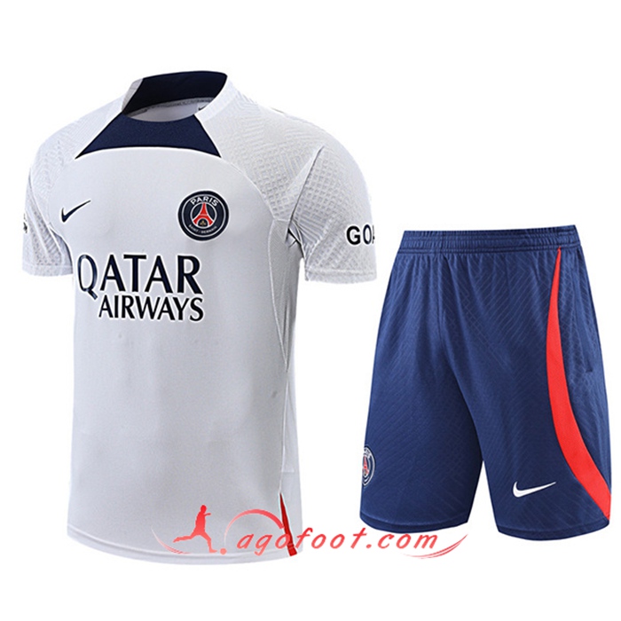 Ensemble Training T-Shirts + Shorts PSG Blanc 2022/2023