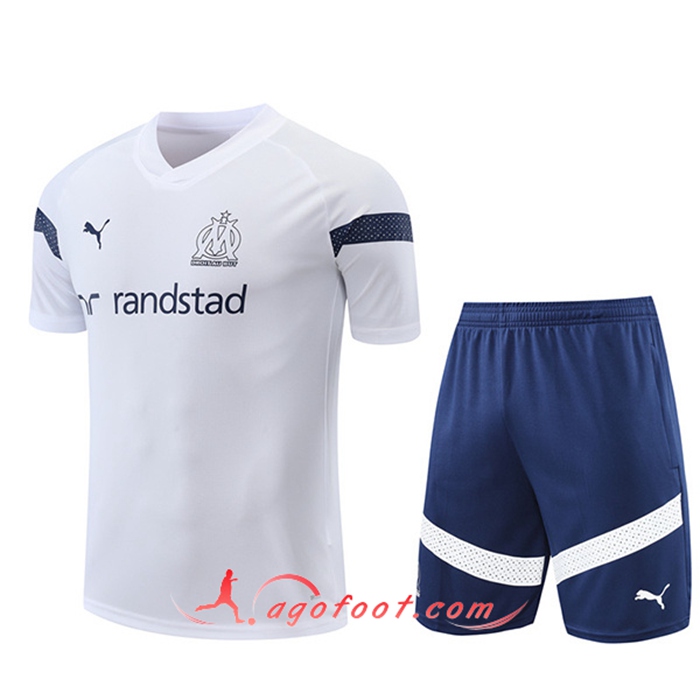 Ensemble Training T-Shirts + Shorts Marseille Blanc 2022/2023