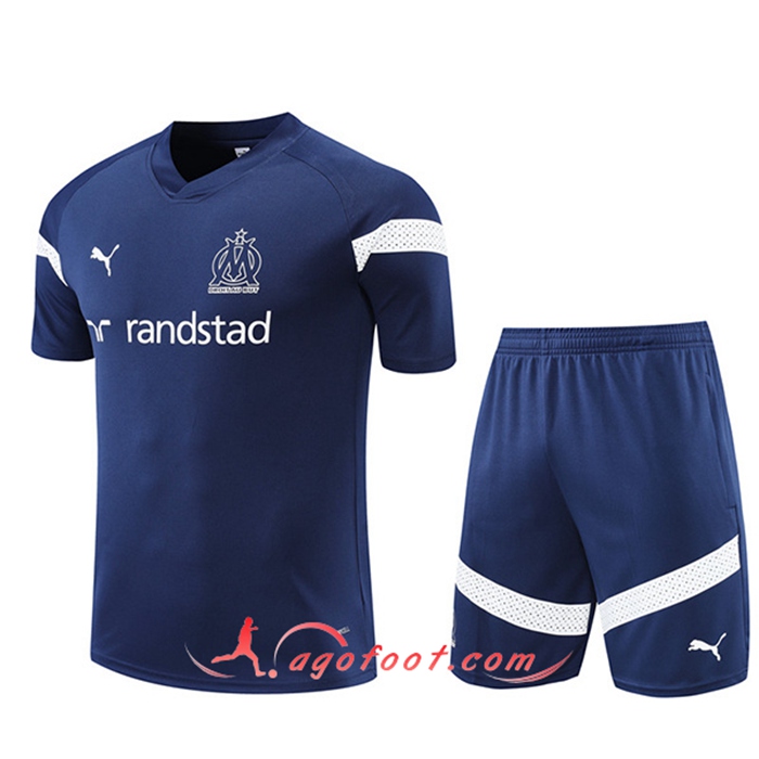 Ensemble Training T-Shirts + Shorts Marseille Bleu Marin 2022/2023