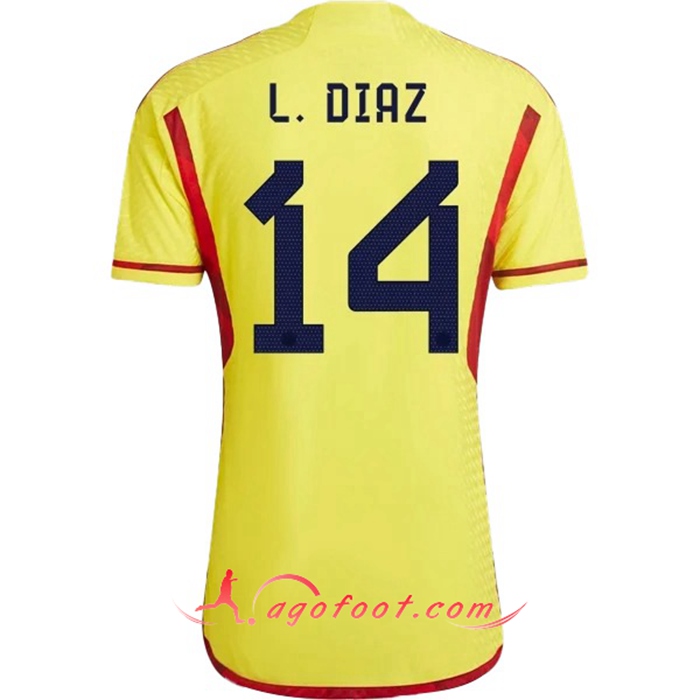 Maillot Equipe Foot Colombie (L. DIAZ #14) 2022/2023 Domicile