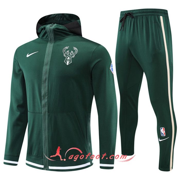 Ensemble Survetement de Foot Milwaukee Bucks Vert 2022