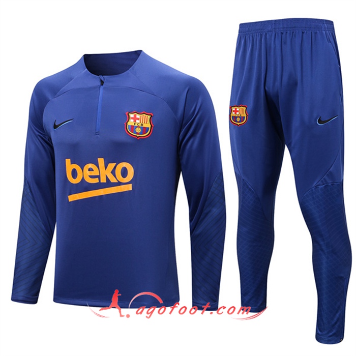 Ensemble Survetement de Foot FC Barcelone Bleu 2022/2023