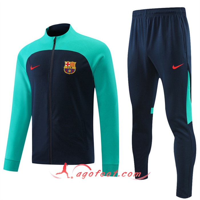 Ensemble Survetement de Foot - Veste FC Barcelone Bleu Marin/Vert 2022/2023