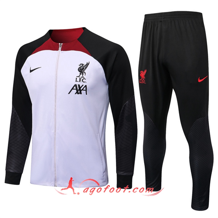 Ensemble Survetement de Foot - Veste FC Liverpool Noir/Blanc 2022/2023