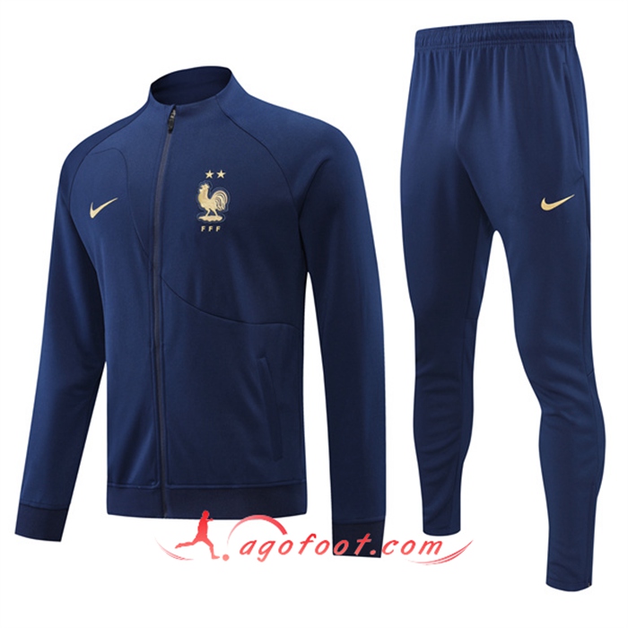 Ensemble Survetement de Foot - Veste France Bleu Marin 2022/2023