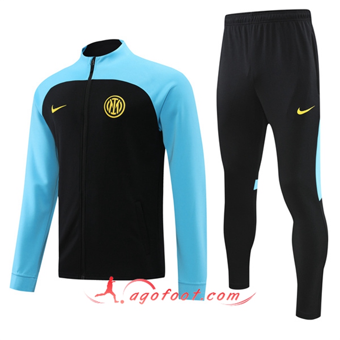 Ensemble Survetement de Foot - Veste Inter Milan Noir/Bleu 2022/2023